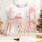Costway Kids Vanity Set Princess Makeup Dressing Table and Chair Set with Jewelry Armoire White/Pink